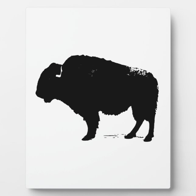 Black & White Pop Art Buffalo Bison Plaque (Front)