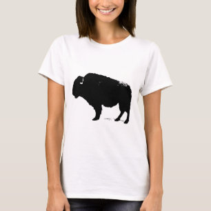 Black & White Pop Art Buffalo Bison T-Shirt