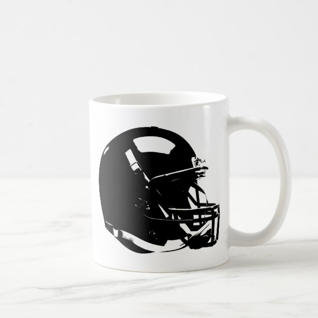 Black White Pop Art Football Helmet Coffee Mug (Right)