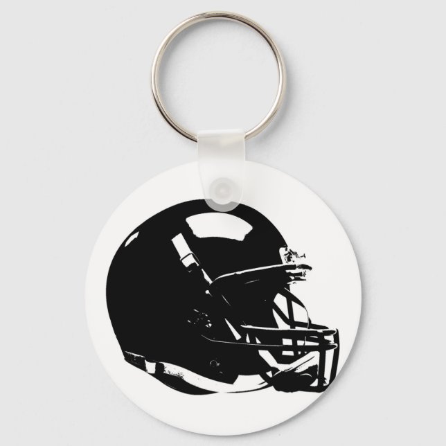Black White Pop Art Football Helmet Keychain (Front)