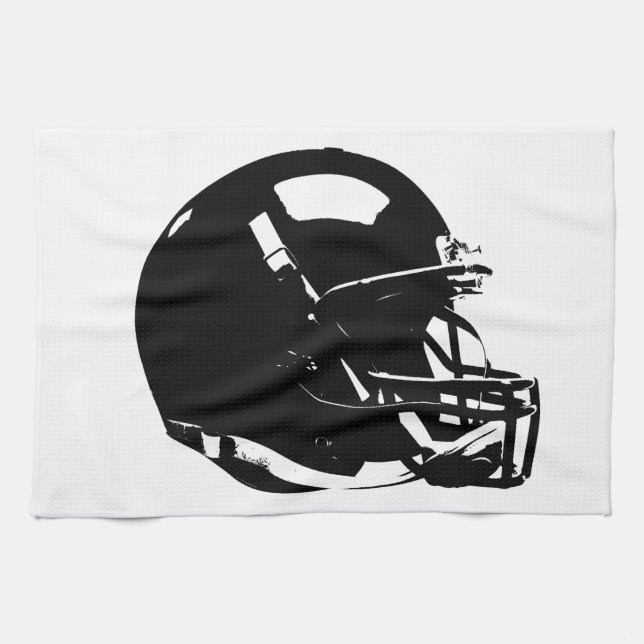 Black White Pop Art Football Helmet Kitchen Towel (Horizontal)