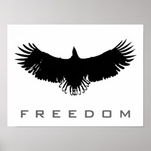 Black White Pop Art Freedom Eagle Landing Poster