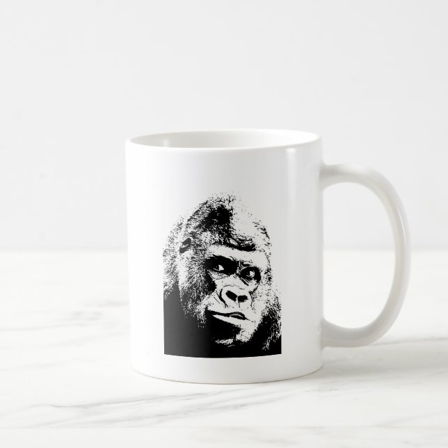 Black White Pop Art Gorilla Coffee Mug (Right)