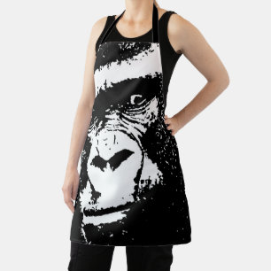 Black & White Pop Art Gorilla Face Apron