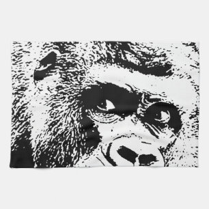 Black White Pop Art Gorilla Kitchen Towel