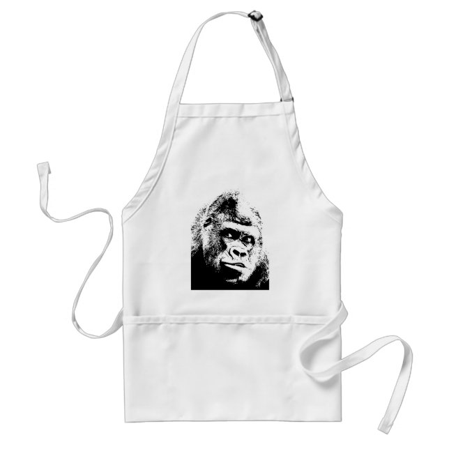 Black White Pop Art Gorilla Standard Apron (Front)
