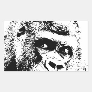 Black White Pop Art Gorilla Sticker