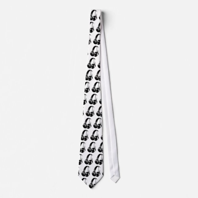 Black & White Pop Art Headphone Tie (Front)