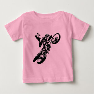 Black White Pop Art Motocross Motorcyle Sport Baby T-Shirt