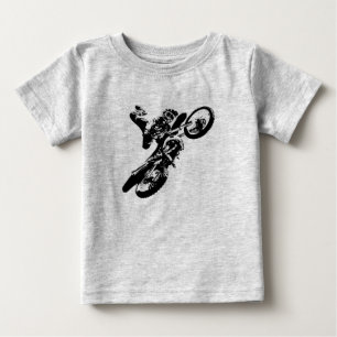 Black White Pop Art Motocross Motorcyle Sport Baby T-Shirt