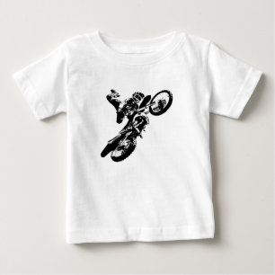 Black White Pop Art Motocross Motorcyle Sport Baby T-Shirt