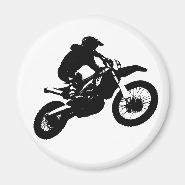 Black White Pop Art Motocross Motorcyle Sport Magnet (Front)