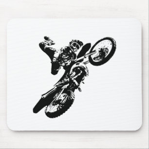 Black White Pop Art Motocross Motorcyle Sport Mouse Pad