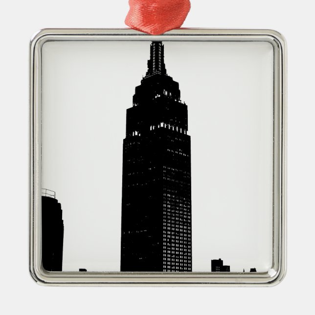 Black & White Pop Art New York Metal Ornament (Front)