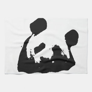 Black White Pop Art Panda Kitchen Towel