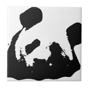 Black White Pop Art Panda Tile
