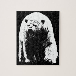 Black & White Pop Art Polar Bear Jigsaw Puzzle