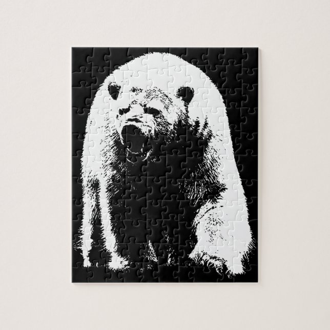 Black & White Pop Art Polar Bear Jigsaw Puzzle (Vertical)