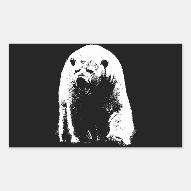 Black & White Pop Art Polar Bear Sticker (Front)