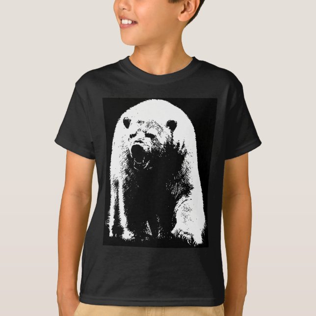 Black & White Pop Art Polar Bear T-Shirt (Front)