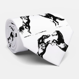 Black White Pop Art Rearing Horses Tie