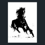 Black White Pop Art Running Horse Silhouette Poster<br><div class="desc">Black White Pop Art Running Horse Silhouette / Digital Animal / Horse Art - Horse Head Artwork</div>