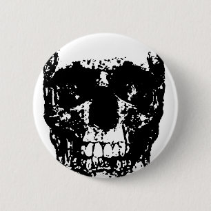 Black & White Pop Art Skull 2 Inch Round Button