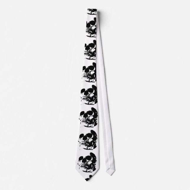 Black & White Pop Art Skull Neck Ties (Front)