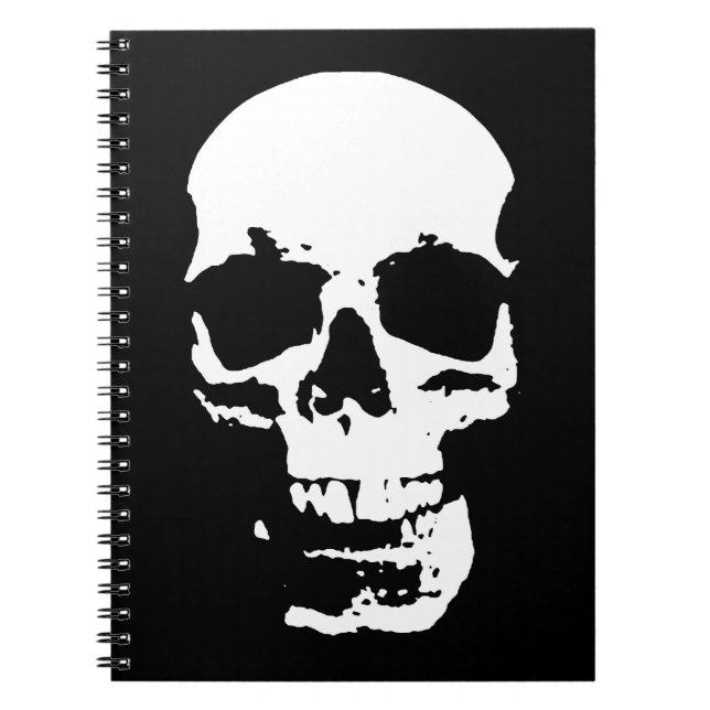 Black & White Pop Art Skull Stylish Cool Notebook (Front)
