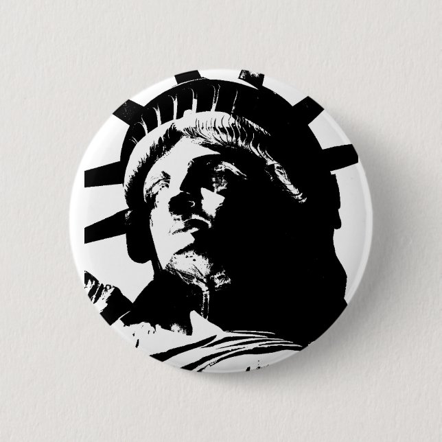 Black & White Pop Art Statue of Liberty 2 Inch Round Button (Front)