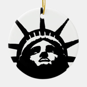 Black & White Pop Art Statue of Liberty Ceramic Ornament