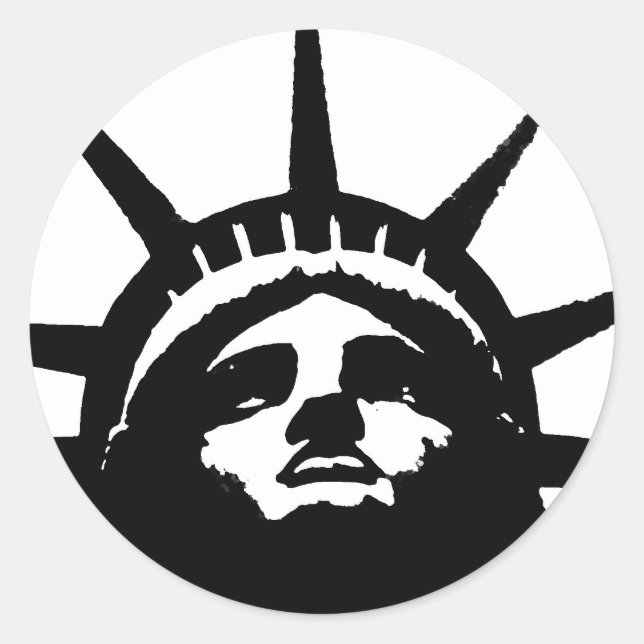 Black & White Pop Art Statue of Liberty Classic Round Sticker (Front)