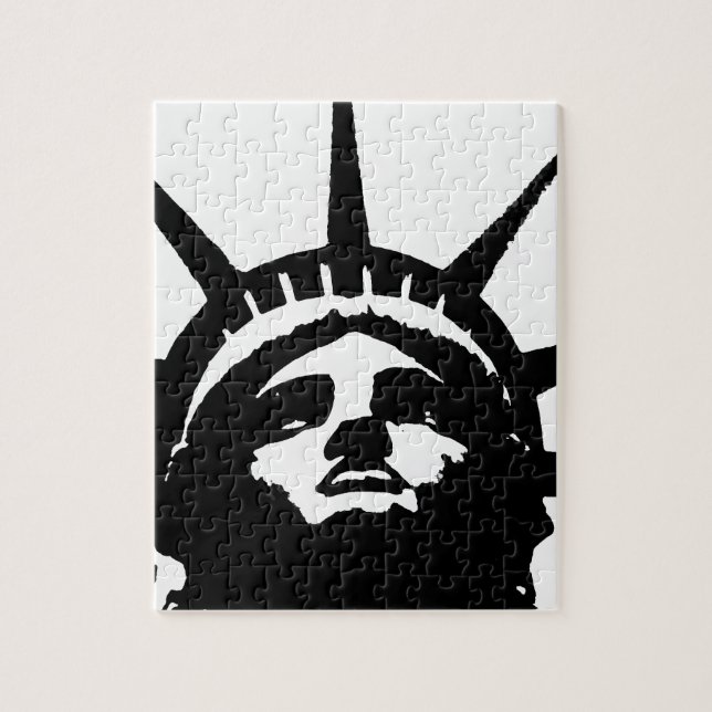 Black & White Pop Art Statue of Liberty Jigsaw Puzzle (Vertical)
