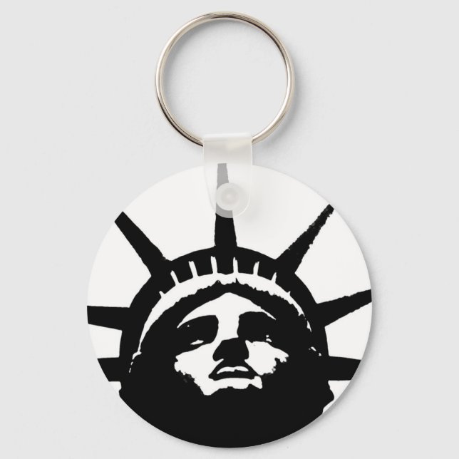 Black & White Pop Art Statue of Liberty Keychain (Front)