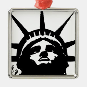Black & White Pop Art Statue of Liberty Metal Ornament
