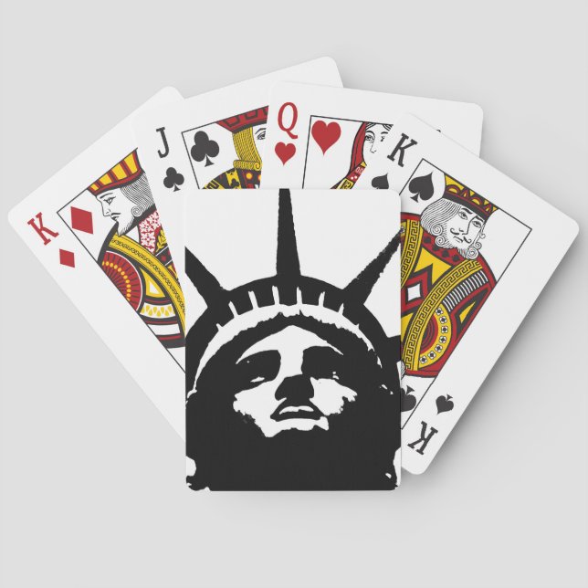 Black & White Pop Art Statue of Liberty Playing Cards (Back)