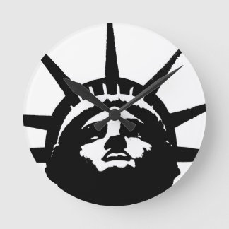 Black & White Pop Art Statue of Liberty Round Clock