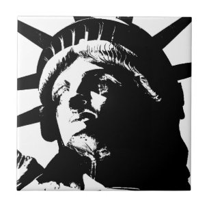 Black & White Pop Art Statue of Liberty Tile