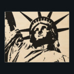 Black White Pop Art Statue of Liberty Wood Canvas<br><div class="desc">Retro Travel Advertisements -New York City Symbol Buildings Images & Digital Paintings</div>