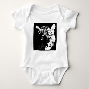 Black & White Pop Art Tiger Baby Bodysuit