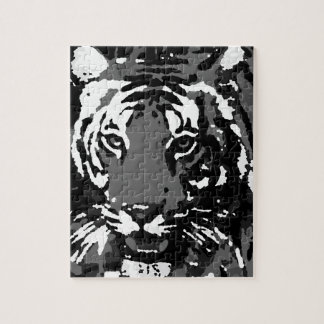 Black White Pop Art Tiger Jigsaw Puzzle