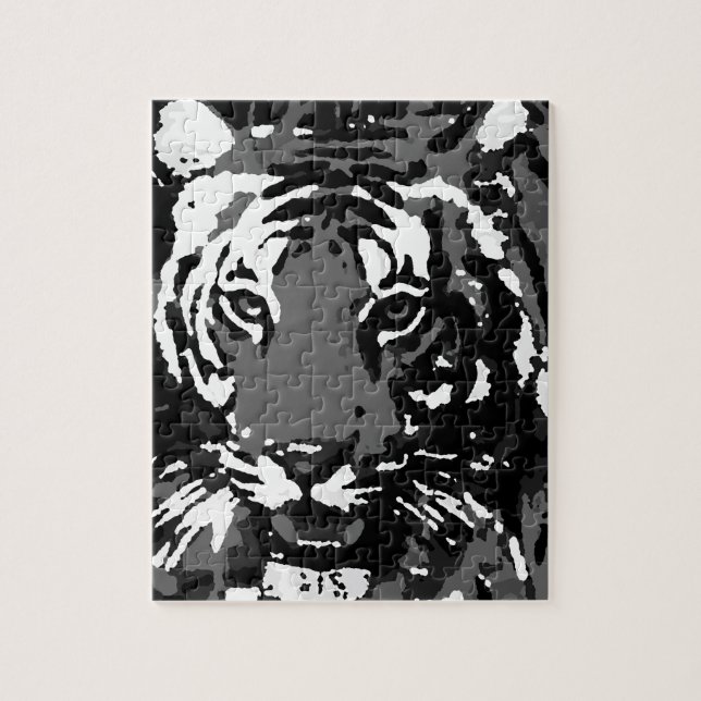 Black White Pop Art Tiger Jigsaw Puzzle (Vertical)