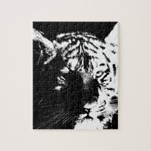 Black & White Pop Art Tiger Jigsaw Puzzle