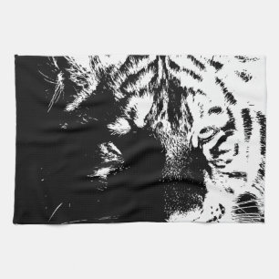 Black & White Pop Art Tiger Kitchen Towel