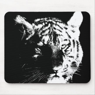 Black & White Pop Art Tiger Mouse Pad
