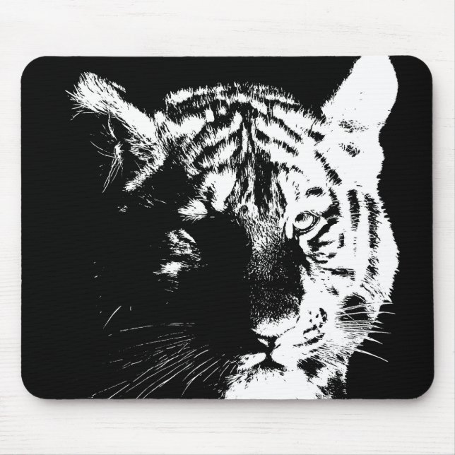 Black & White Pop Art Tiger Mouse Pad (Front)