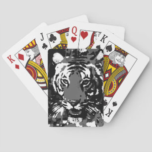 Black White Pop Art Tiger Playing Cards