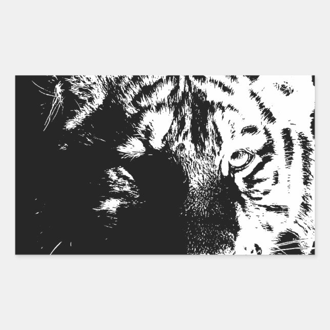 Black & White Pop Art Tiger Sticker (Front)