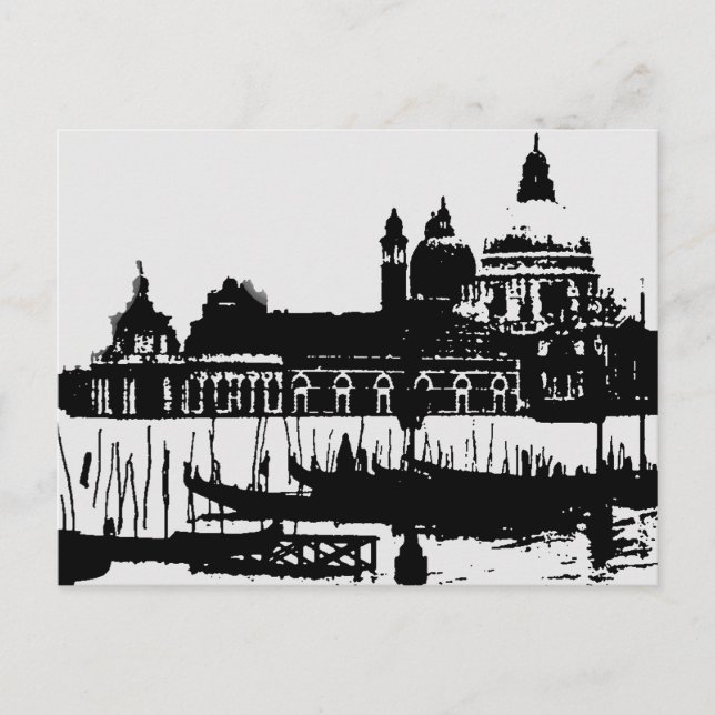 Black White Pop Art Venice Italy Travel Postcard (Front)
