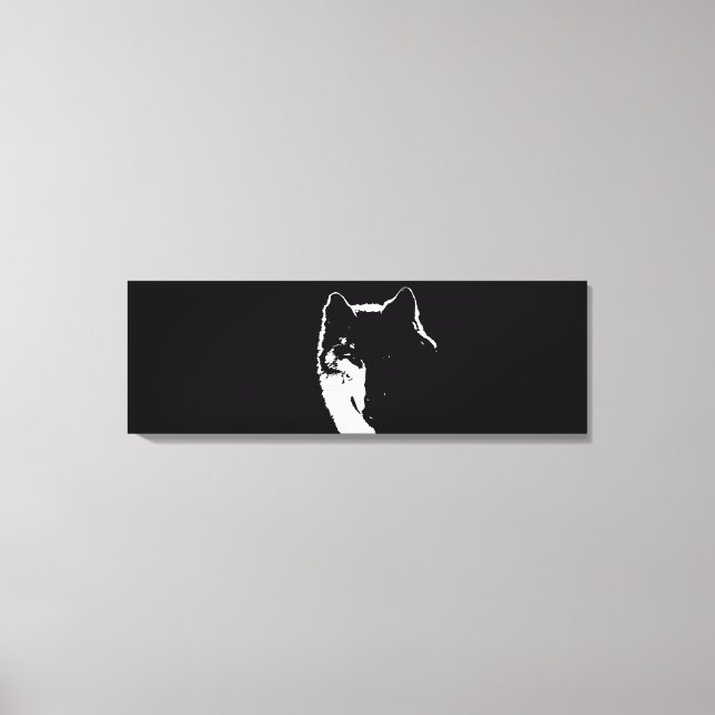 Black & White Pop Art Wolf Canvas Print (Front)